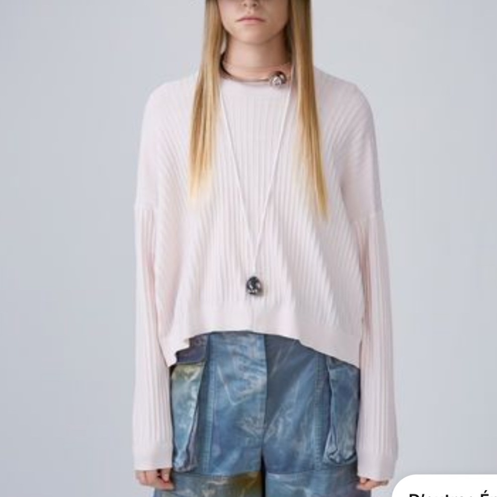 ACNE STUDIOS ISSY RIB PALE PINK TOP - XS